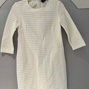 Theory White Textured Long Sleeve Dress